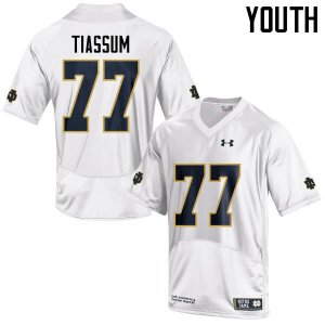Notre Dame Fighting Irish Youth Brandon Tiassum #77 White Under Armour Authentic Stitched College NCAA Football Jersey KUL2699DY